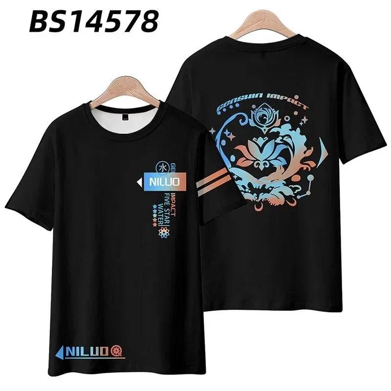 Genshin Impact Nilou Style 3D Printing T-shirt, round collar, short sleeve, kimono, popular game streetwear, summer fashion 2024