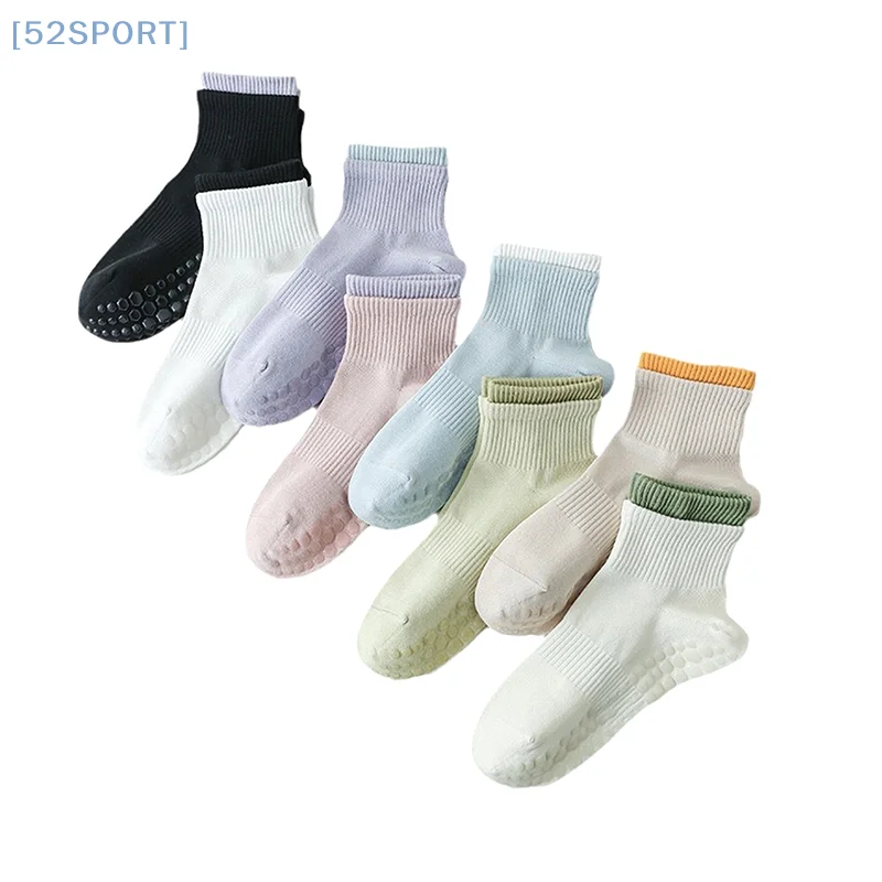 1 Pair Women Breathable Yoga Sports Socks Anti-Slip Sock Cotton Breathable Short Socks Cotton Fitness Dance Ballet Socks