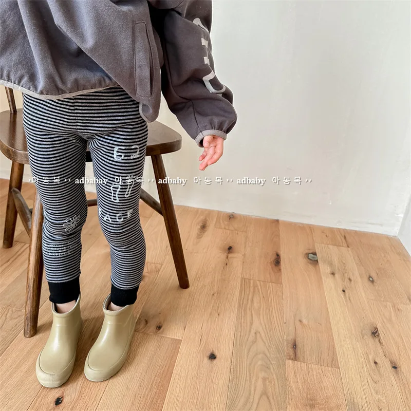 

Fashion Baby Girl Autumn Casual Pants Children's Cotton Trousers Kids Ribbed Leggings Little Girls Clothing 1 To 7 Years