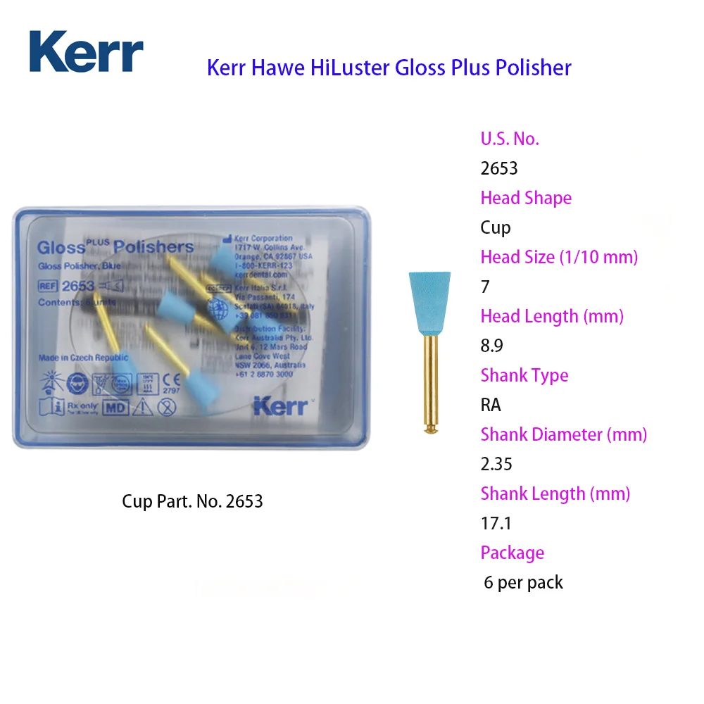 

Kerr Hawe HiLuster Gloss plus Dental Polisher Refills 6pcs per Pack Finishing And Polishing Materials for Dental Care