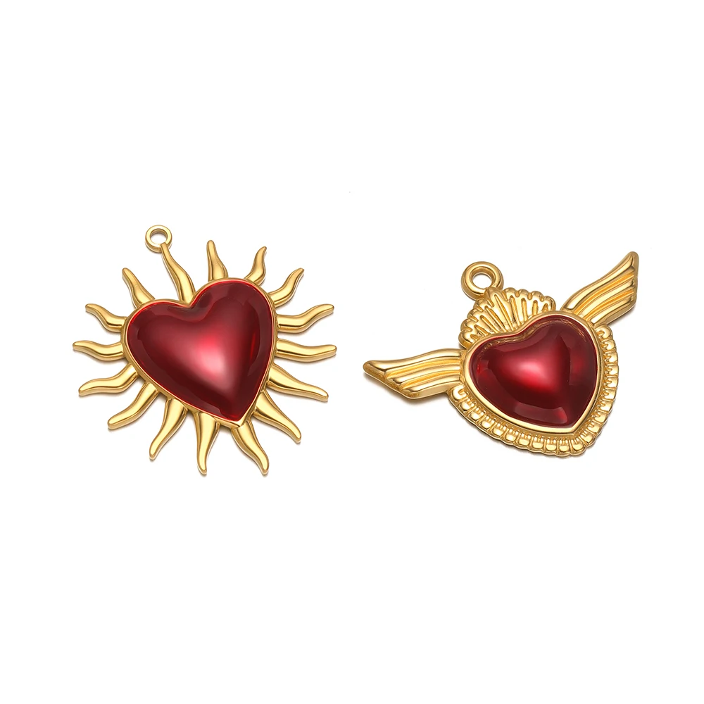 

3Pcs Stainless Steel Red Enamel Heart Charms Pendants for DIY Women Jewelry Making Necklace Earrings Bracelet Material Wholesale