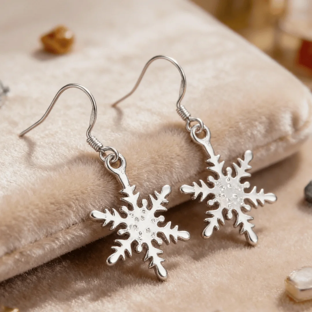 925 Sterling Silver Cute snowflake drop Earrings for Women Luxury Fashion Party Wedding Engagement Jewelry Christmas Gifts