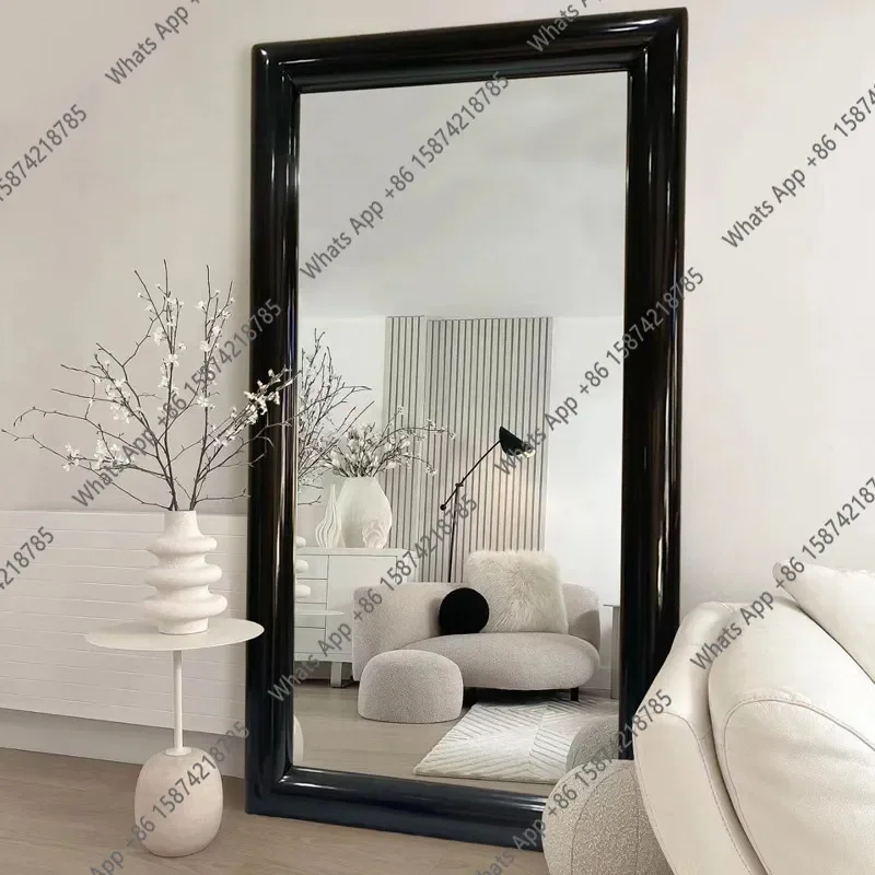 40X European Floor Mirror Black Retro Fitting Large Mirror Clothing Store Living Room Bedroom Home