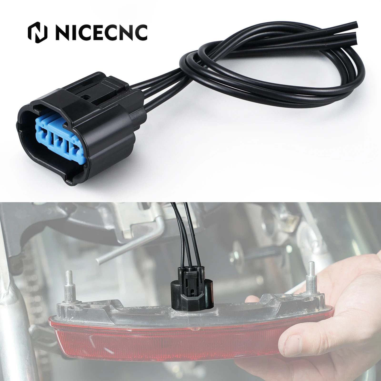 NICECNC For TRX Honda ATV Tail Light Connector Pigtail 33700-HP1-601 For Honda TRX450ER 450R 2006-2014 Plastic ATV Accessories