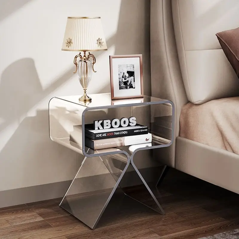 Acrylic Light Luxury Bedside Table Modern Simple Creative Side Table Small Narrow Side Children's Mini Ultra-narrow Bedside