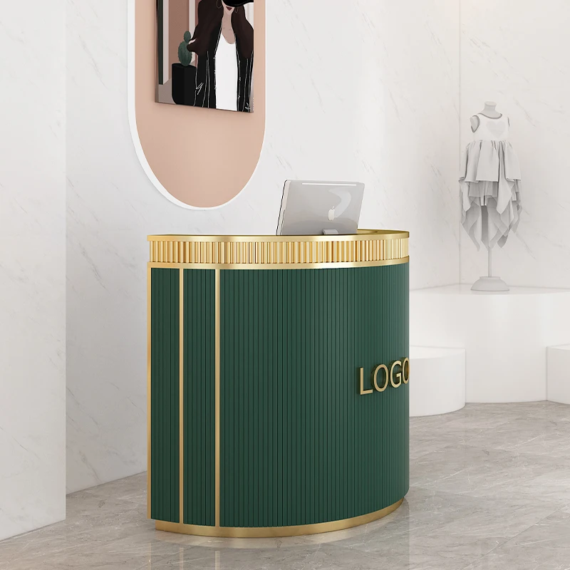 Custom. luxury Front Small Reception banco Reception salone di bellezza banchi cassa con acciai inossidabili