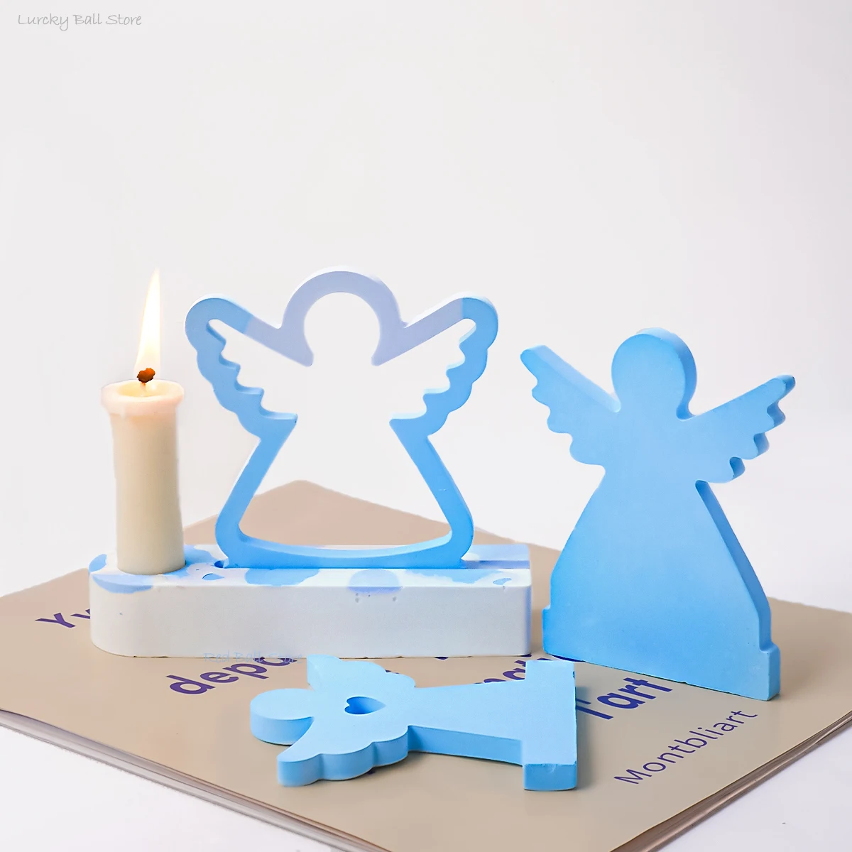 DIY Baptist Angel Wing Candle Holder Silicone Mold Easter Tea Light Cement Gypsum Ornament Mould Resin Tools Eid Home Decor Gift