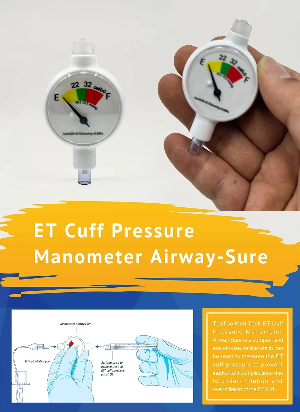 1pcs Endotracheal Intubation Balloon Pressure Gauge Saturation Detection Device Pet Animal Anesthesia Machine Accessories Clinic