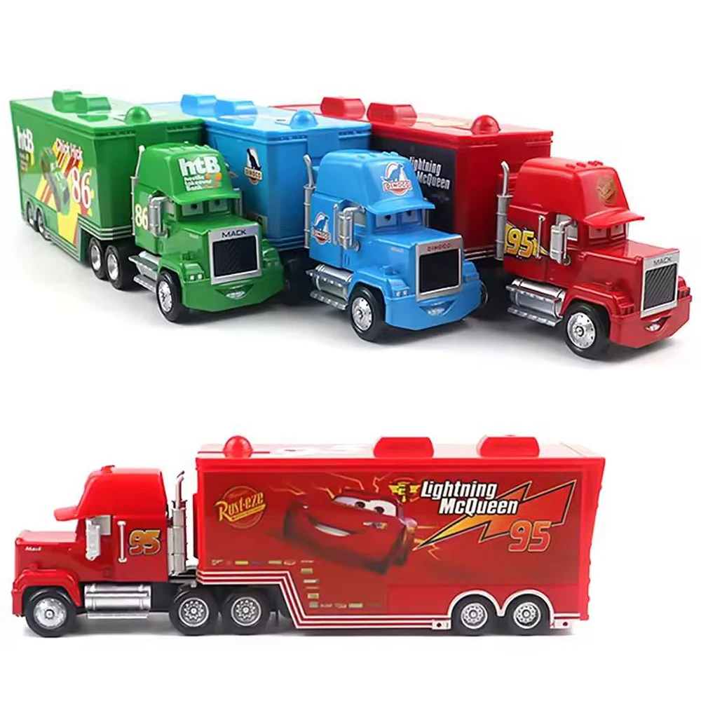 Spielzeugautos Lightning McQueen Onkel Mike Druckguss-Modell Container-LKW Weihnachtsspielzeug für Kinder