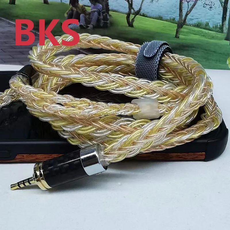 DIY 12-strands gold, silver and copper mixed knitting 7N OCC  HeadPhone Cable MMCX/0.78 2Pin 3.5mm 2.5mm 4.4mm Earphone Custom