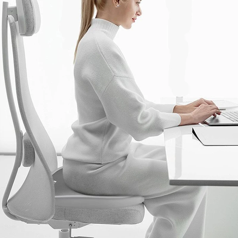 Ergonomic Memory Foam Seat Cushion: Non-Slip Base for Office & Car Chairs - Hip Support for Long Sitting Comfort