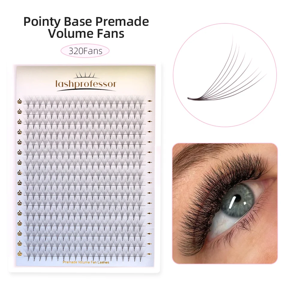 Lashprofessor Premade Volume Fans Pointy Base Premade Volume Eyelash Extension Sharp Premade Fans C D 320Fans Faux Mink  Cilia