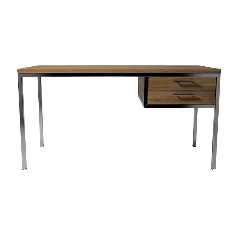 Modern Computer Desk Minimalist Teak Wood Desk with Aluminum Legs Designed for Industrial Office Furniture