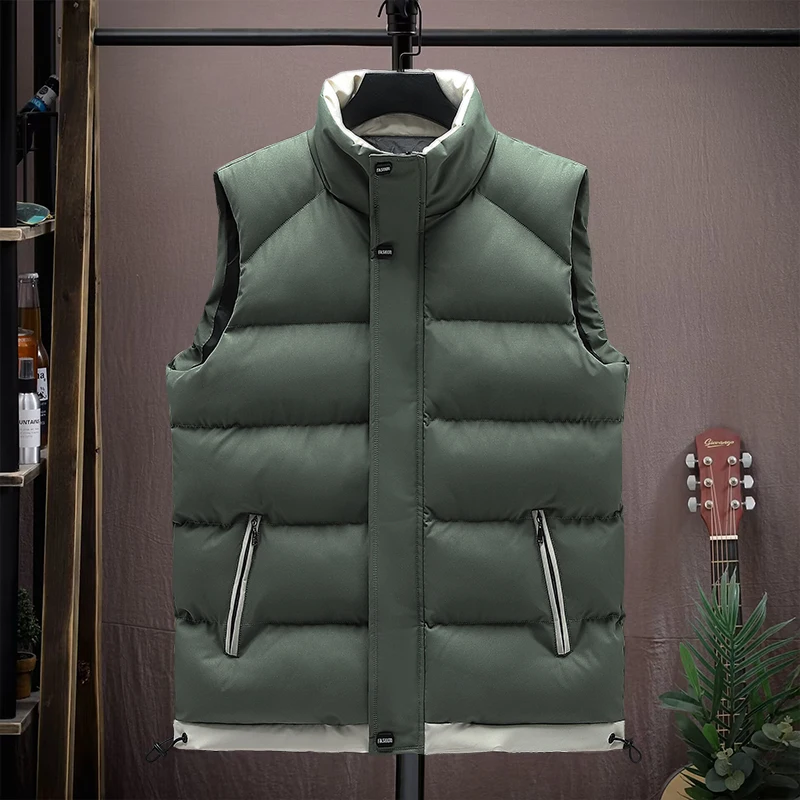 Gilet monochrome pour hommes, manteau sans manches, épais et chaud, grande taille, version coréenne de la marque tendance, automne et hiver 2024