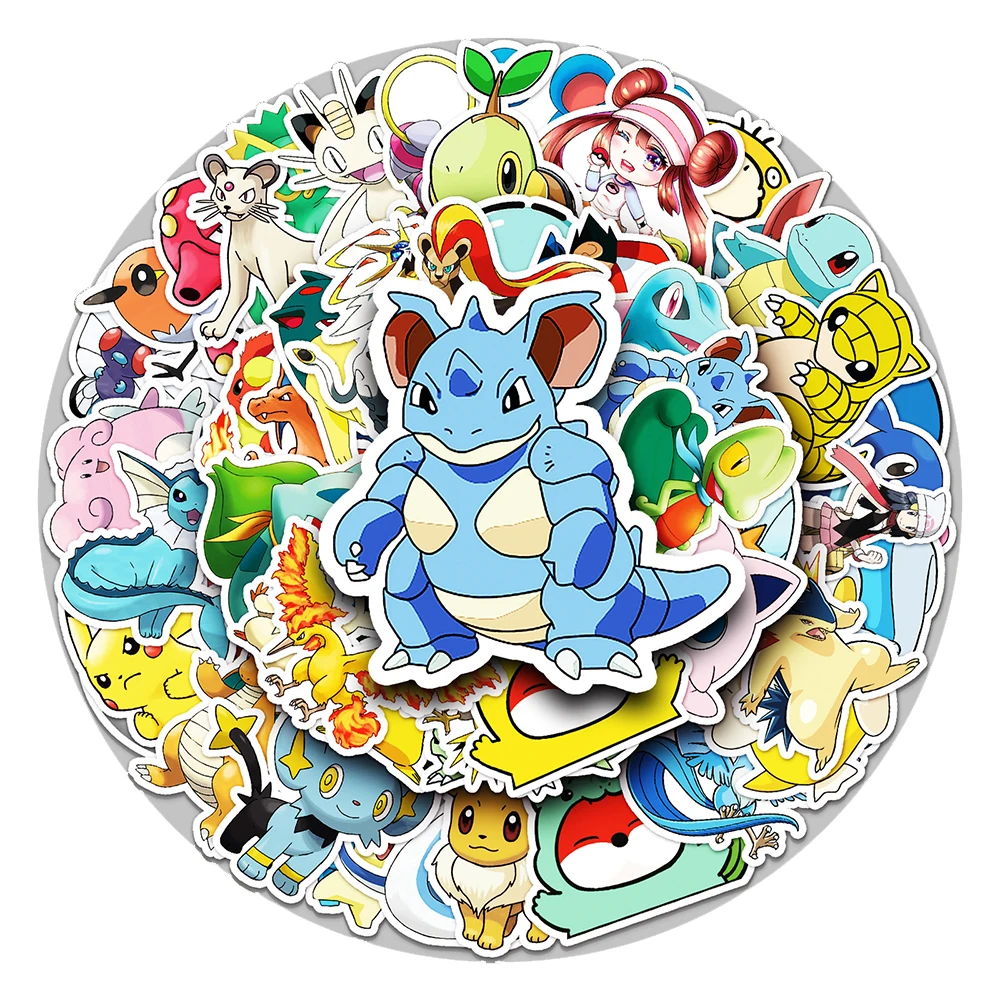 

10/30/50pcs Kawaii Pokemon Stickers Anime Pikachu Decals for Phone Case Diary Guitar Bike Cartoon Graffiti Stickers Kid Gift Toy