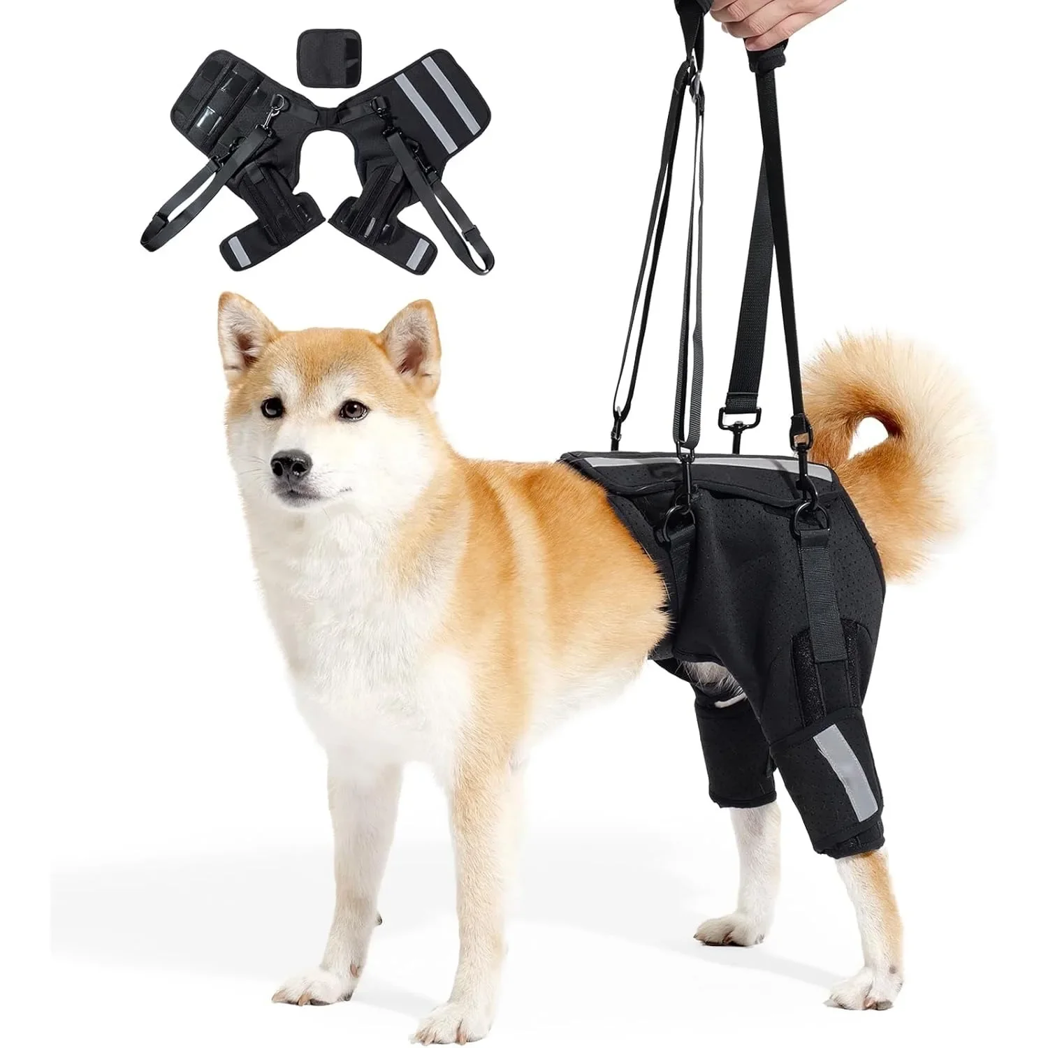 Dog Rear Leg Support Harness, Breathable Lift Harness for Large Dogs, Reflective Strips, Padded Handle for Stairs, Car Entry