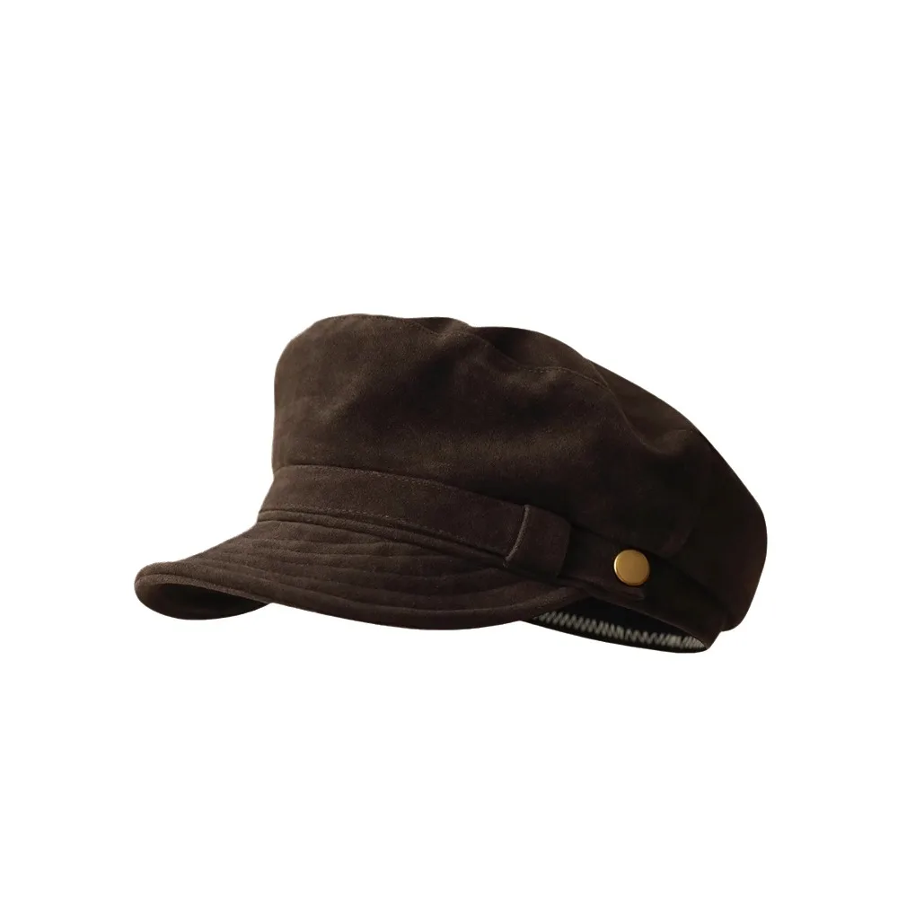

Fashion Autumn Winter Newsboy Caps Suede Short Brim Artist Beret Cap Octagonal Hat For Women