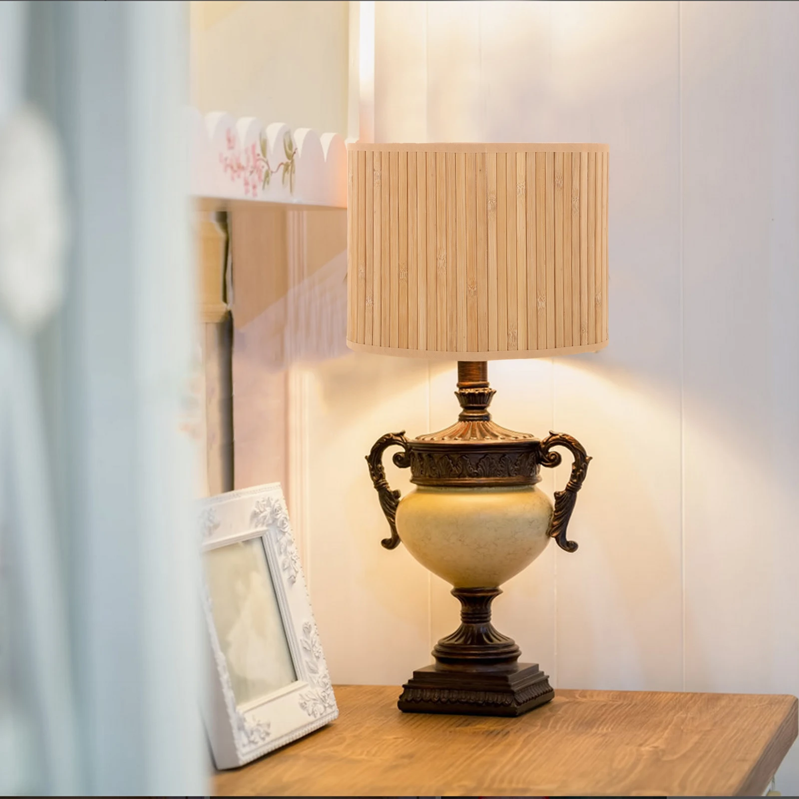 

Bamboo Woven Lamp Shade Oval Small For Tea Room Bar E27 E14 Socket Desk Hanging Ceiling Replacement Lighting Accessory