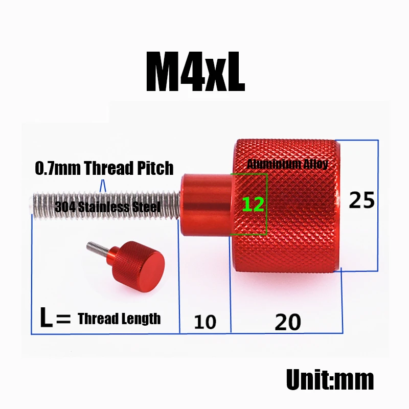 1PCS M3 M4 M5 5Mm-60Mm Nhôm Hợp Kim Không Gỉ Có Khía Ngón Tay Cái Vít Tay Grip Knob Bước bulong Vít Màu Đen/Đỏ Tay Thắt Chặt Vít