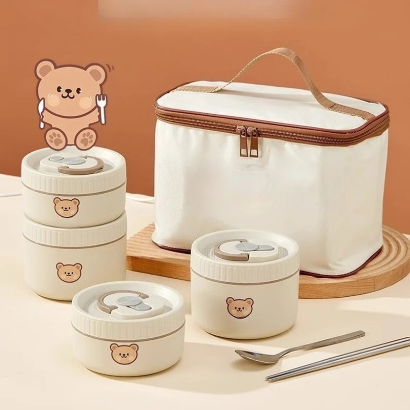 

24-Hour long insulation 316 stainless steel barrel office workers can be charged and plugged in to heat the bento box