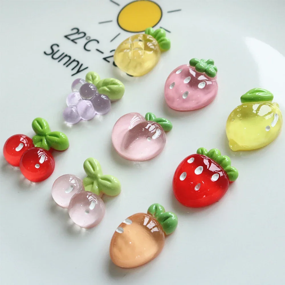 10PCS ล้างผลไม้มะนาวพีช Miniature กลับเรซิ่น Cabochons สําหรับ Hairpin Scrapbooking DIY Home Decor CRAFT อุปกรณ์เสริม