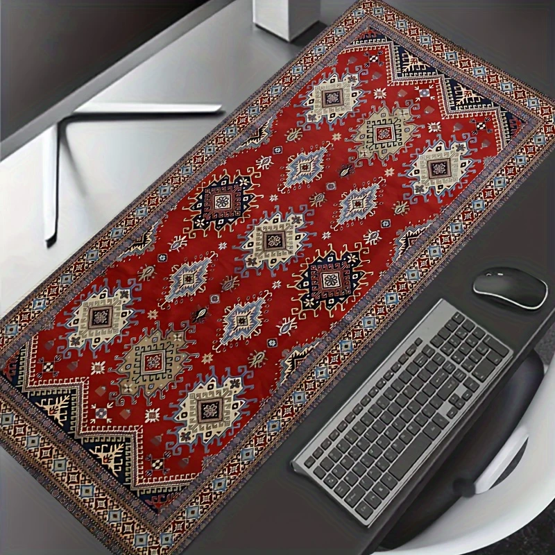 Antique red design mouse pad Extra large non-slip rubber base Rectangular seamed edge table mat Computer and gaming accessories