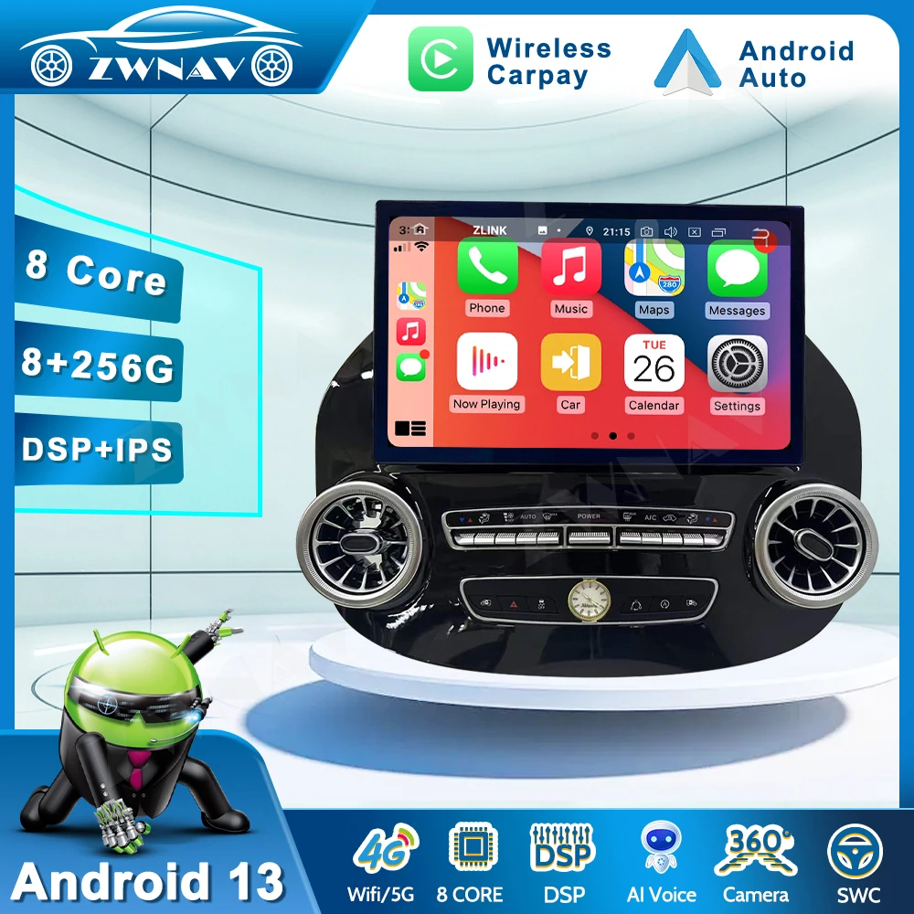 13.3 بوصة لمرسيدس بنز فيتو 116 W447 2016-2022 أندرويد راديو السيارة مشغل وسائط متعددة ستيريو لتحديد المواقع والملاحة Carplay رئيس وحدة #2