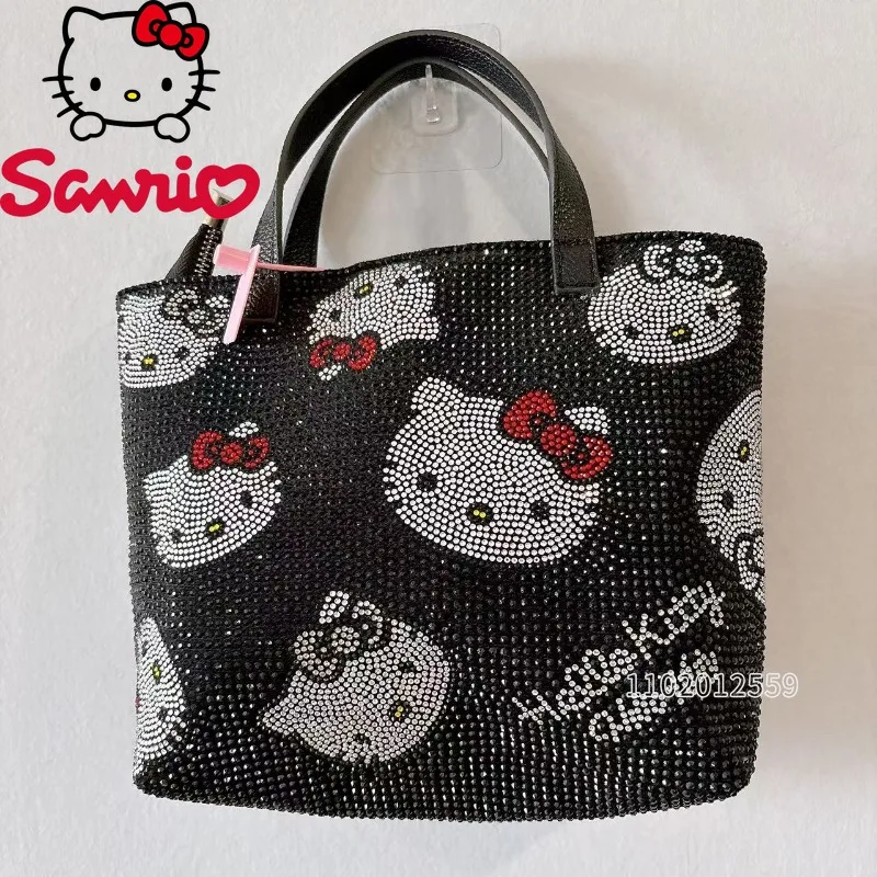 Sanrio Hello Kitty New Diamond Women's Handbag Luxury Brand Fashion Women's Shoulder Messenger Bag Cartoon Cute Women's Bag