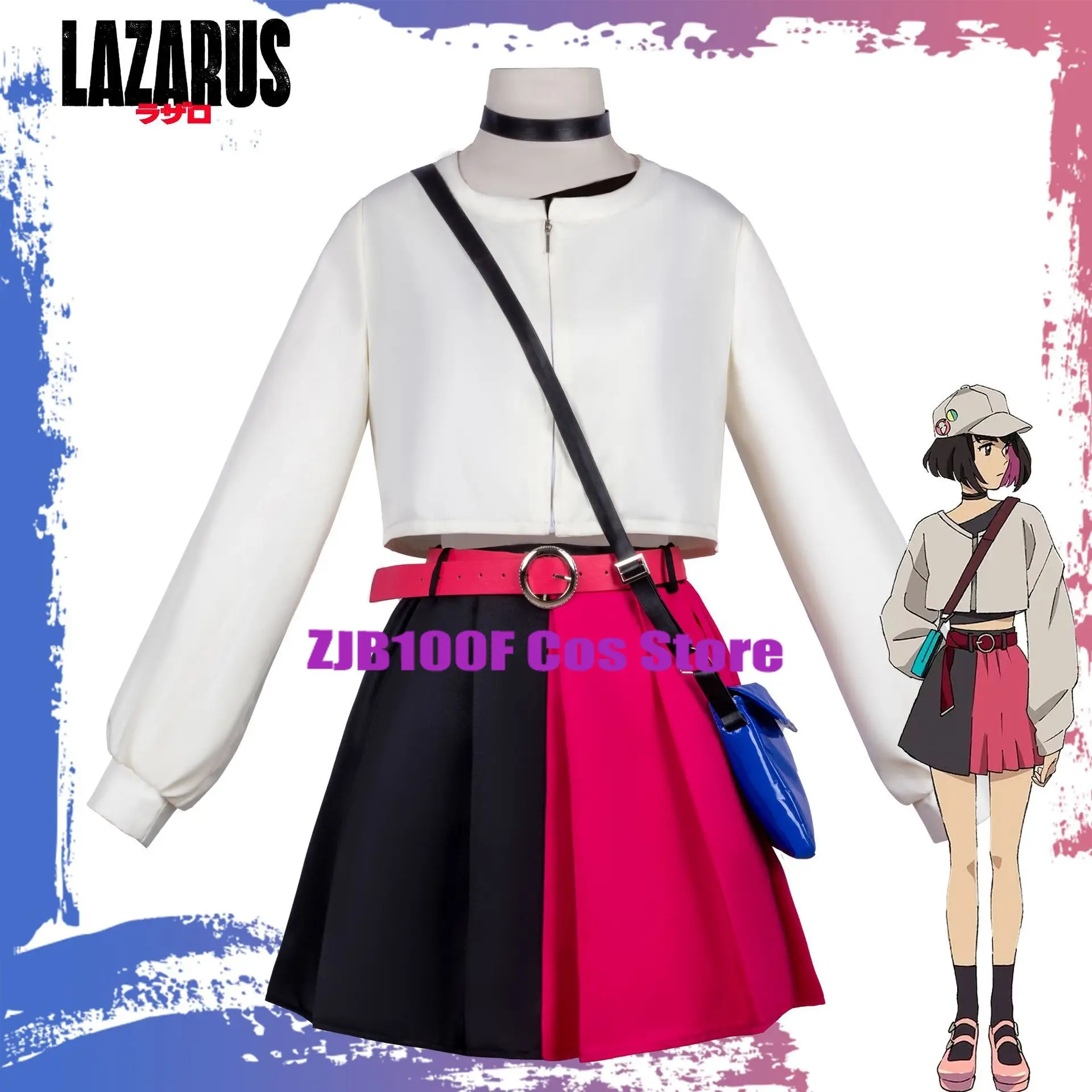 

Eleina Cosplay Women Girls Skirt Coat Bag Stocking Set Anime LAZARUS Costume for Female Dress Outfits Halloween Carnival Suit