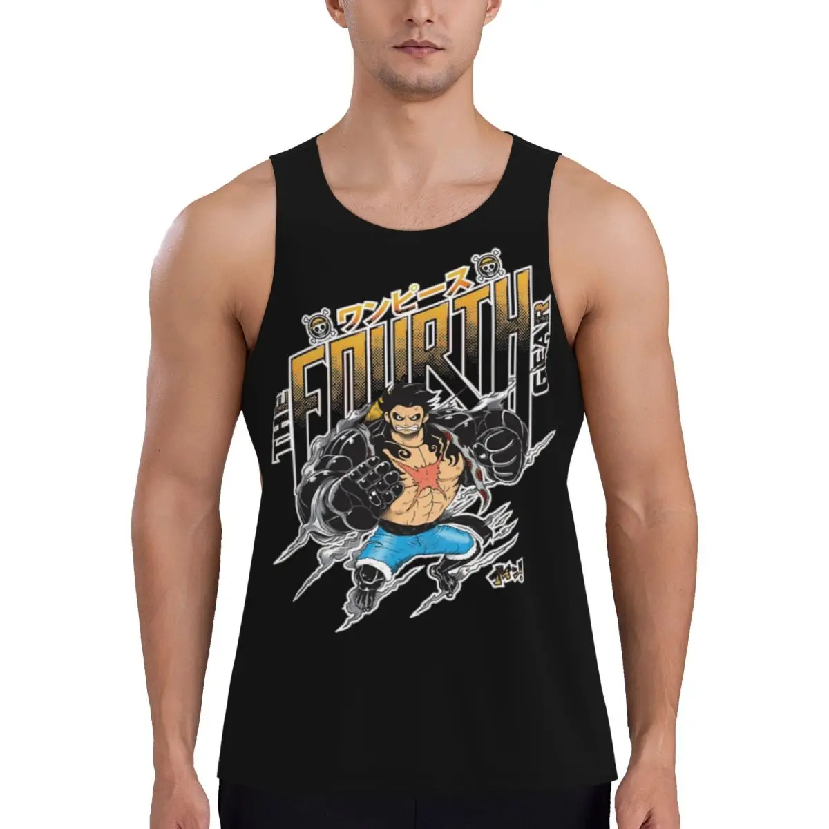 One Piece Luffy Gear 4 Bodybuilding Quick Dry Tank Tops Men's Muscle Vest Male Sleeveles Tops Anime Gym Fitnes Sportswear