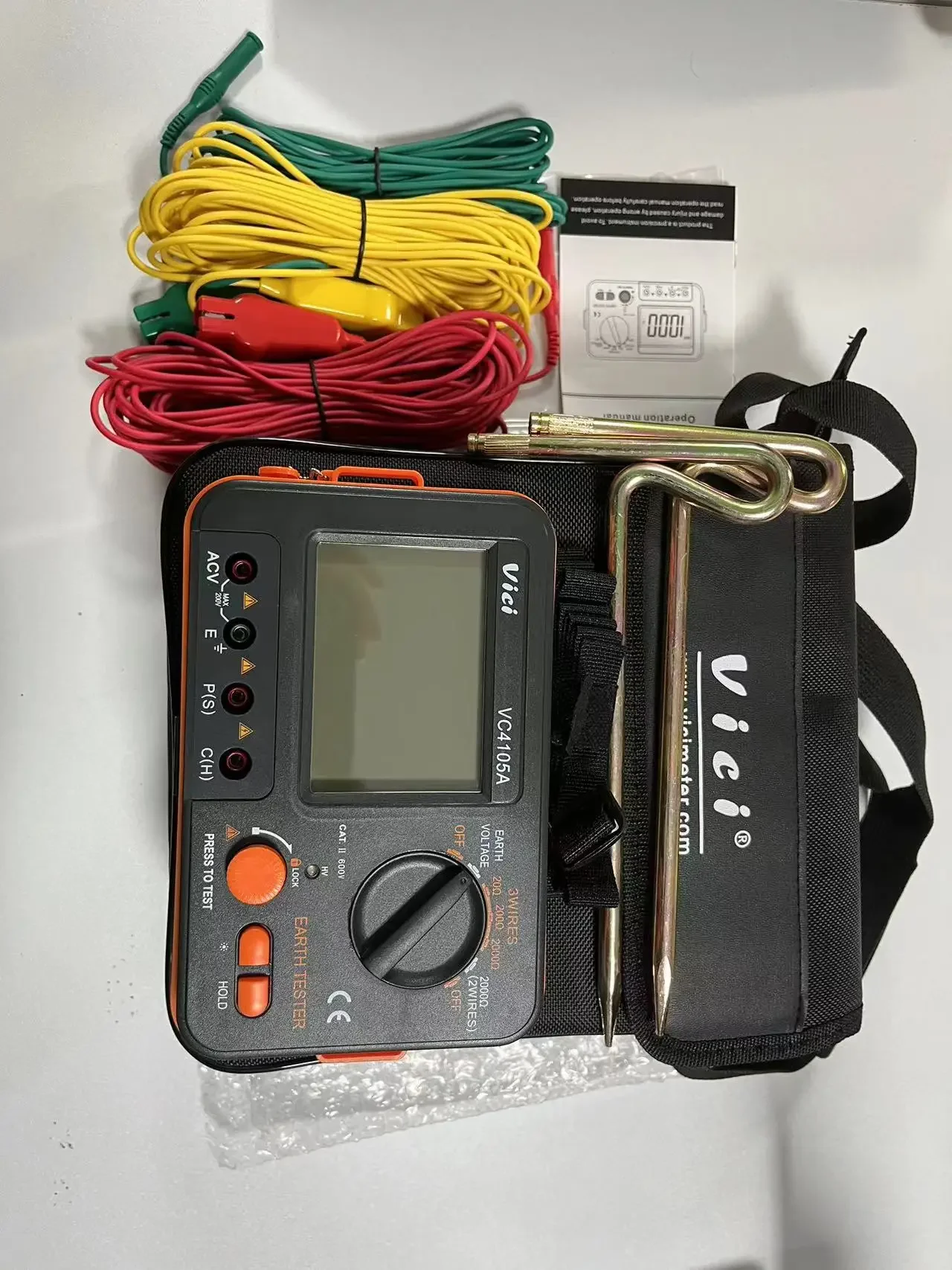 Vibration VICI VC4105A Digital Earth Resistance Tester LCD Insulation Ground Resistance Voltage Meter Lightning Rod Instrument