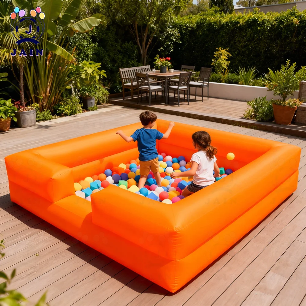 Piscina de Pelotas Inflable Naranja para Niños, Corralito Cuadrado para Bebés, Piscina de Pelotas para Interiores y Exteriores, Patio Trasero, para Niños Pequeños y Jóvenes