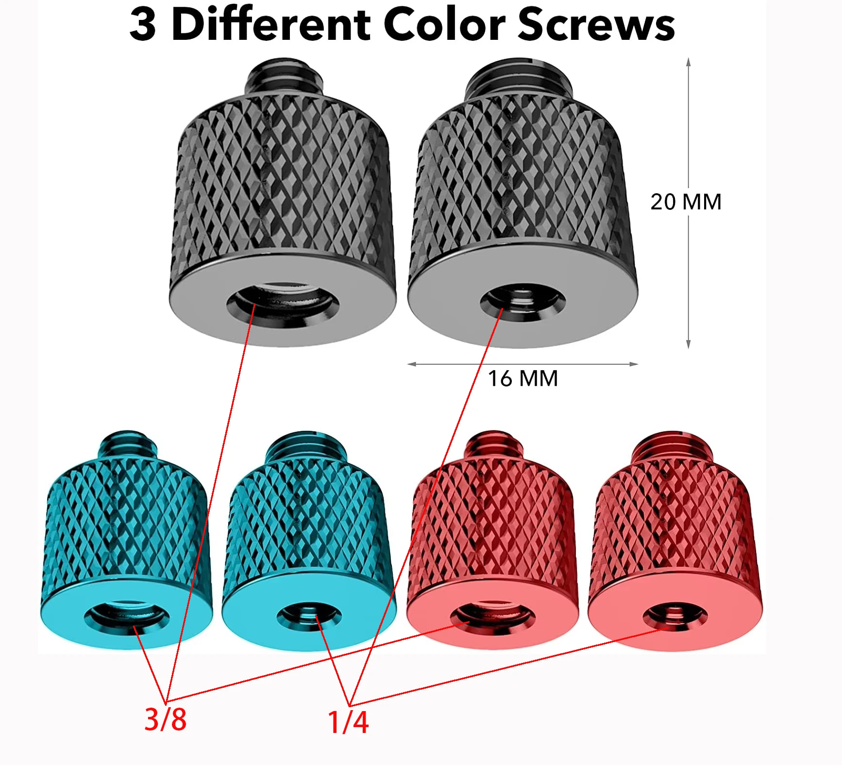 

6pcs Camera Screw Thread Adapter, 3/8" Female to 1/4" Male Mounting Screw Adapter, 3/8" Male to 1/4" Female Tripod Screw Adapter