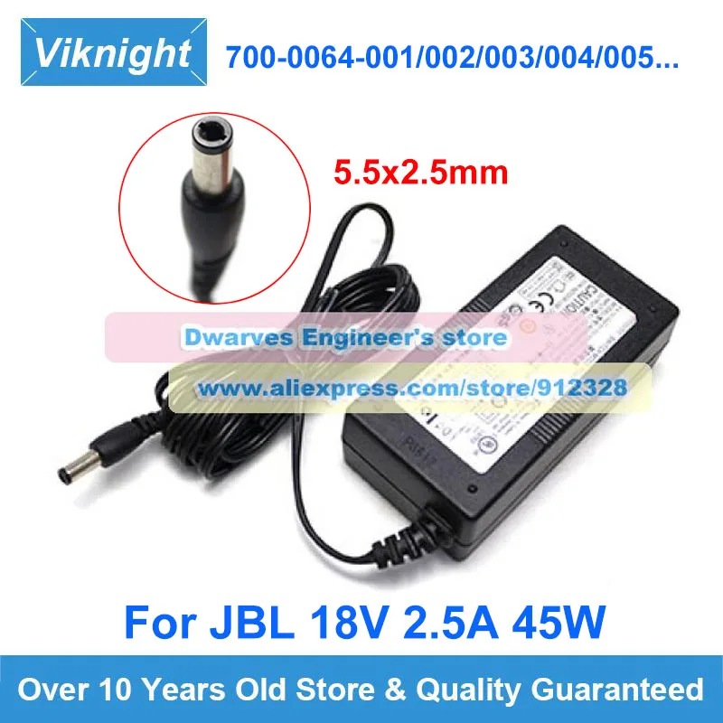 Genuine 18V 2.5A 45W AC Adapter 700-0064-001 700-0064-007 700-0064-00 Charger For JBL KSAS0451800250M2 700-0064-006 700-0064-005