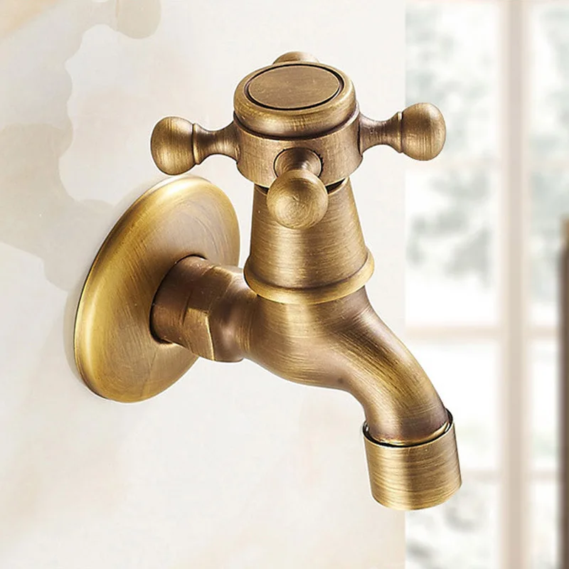 Long garden use Bibcock faucet tap crane Antique Brass Finish Bathroom Wall Mount Washing Machine Water Faucet Tap