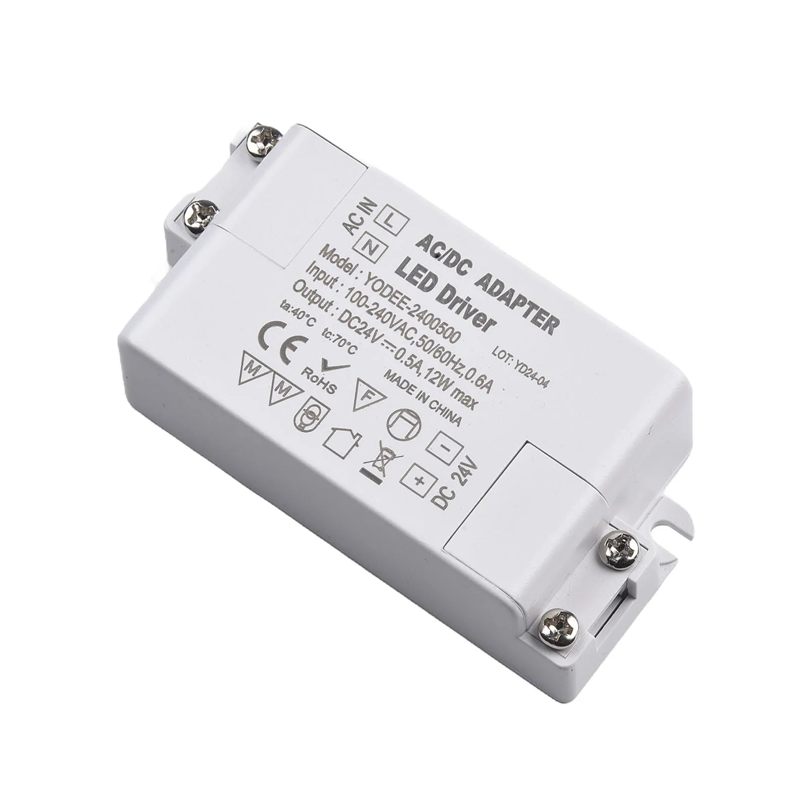 24V 12W Constant Voltage LED Driver Power Supply AC to DC 100-240V Input for Strip Lights Cabinet Lighting Display Signage Use
