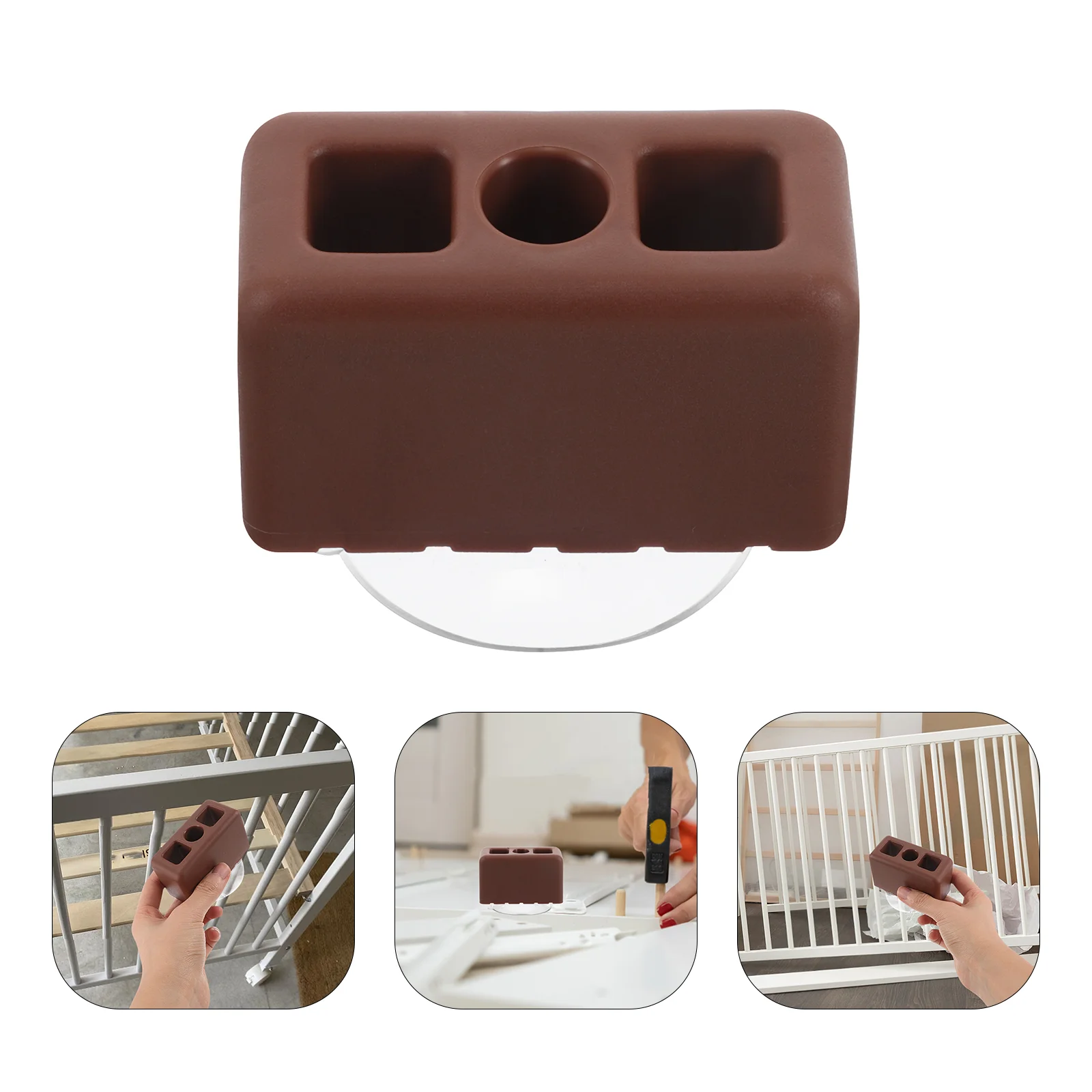 Child Fence Connector Anti-slip The Suction Cup Fixator Playpen Safety Brown Holder