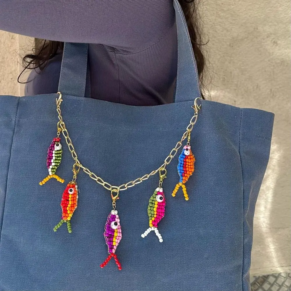 Ожерелье «сделай сам», подвеска в виде маленькой рыбки из бисера, брелок для ключей, контрастный кулон для мобильного телефона, автомобильный брелок, подвески для рюкзака с героями мультфильмов