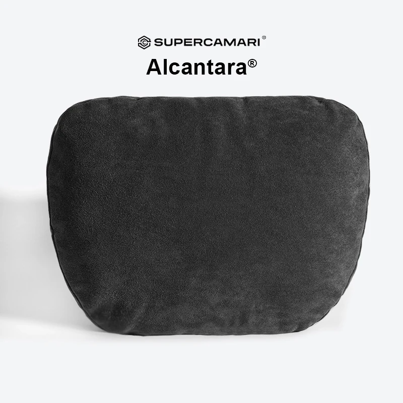 Alcantara Car Neck Pillow with Vertical Strap, Ergonomic Headrest Support Cushion for Mercedes S-Class Maybach BMW Audi Porsche