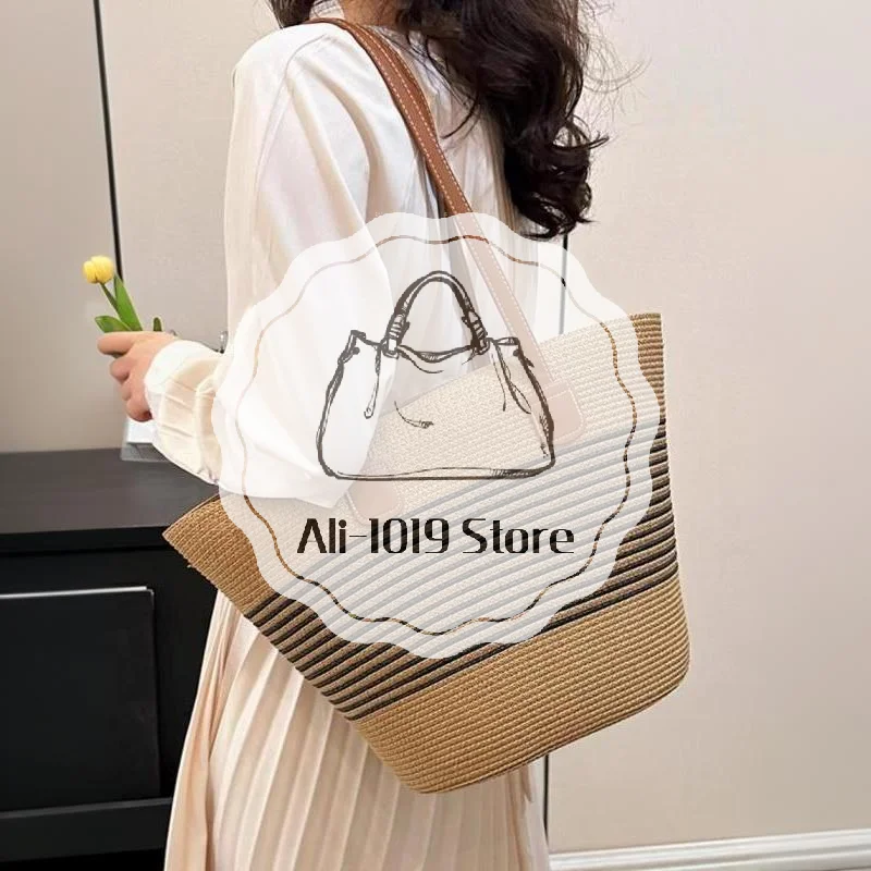 Sac à bandoulière en paille Inswind pour femmes, grande capacité, pour la plage, les voyages, les vacances, l'usage quotidien, le shopping, les trajets domicile-travail et les courts séjours