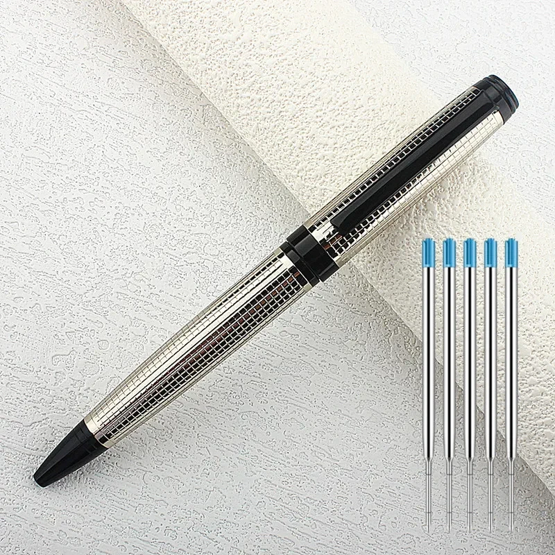 

Metal Luxury Ballpoint Pen 0.7mm Pens Silver Color Metallic Writing Pen Office Supplies birthday present school gift