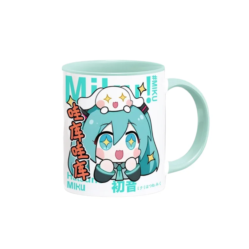 새로운 하츠네 미쿠 마시는 머그잔 귀여운 카와이 애니메이션 캐릭터 주변 커피 세라믹 머그잔 크리 에이 티브 트렌드 만화 머그잔 휴일 선물
