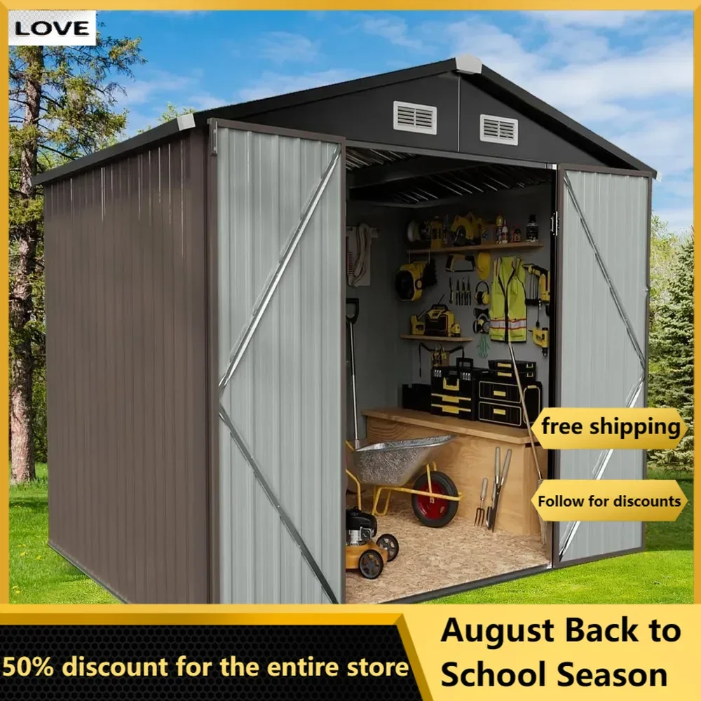 

Storage Shed,Outdoor Storage Shed 5.6x8.5ft,Utility Steel Tool Shed with Lockable Door and Ventilation for Garden Patio Lawn