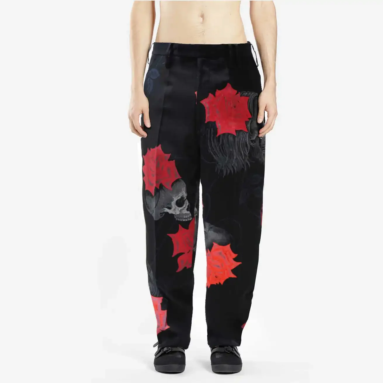 سراويل YOJI OOAK GABARDINETROUSERS Skeleton Rose ذات المقاس النحيف #1