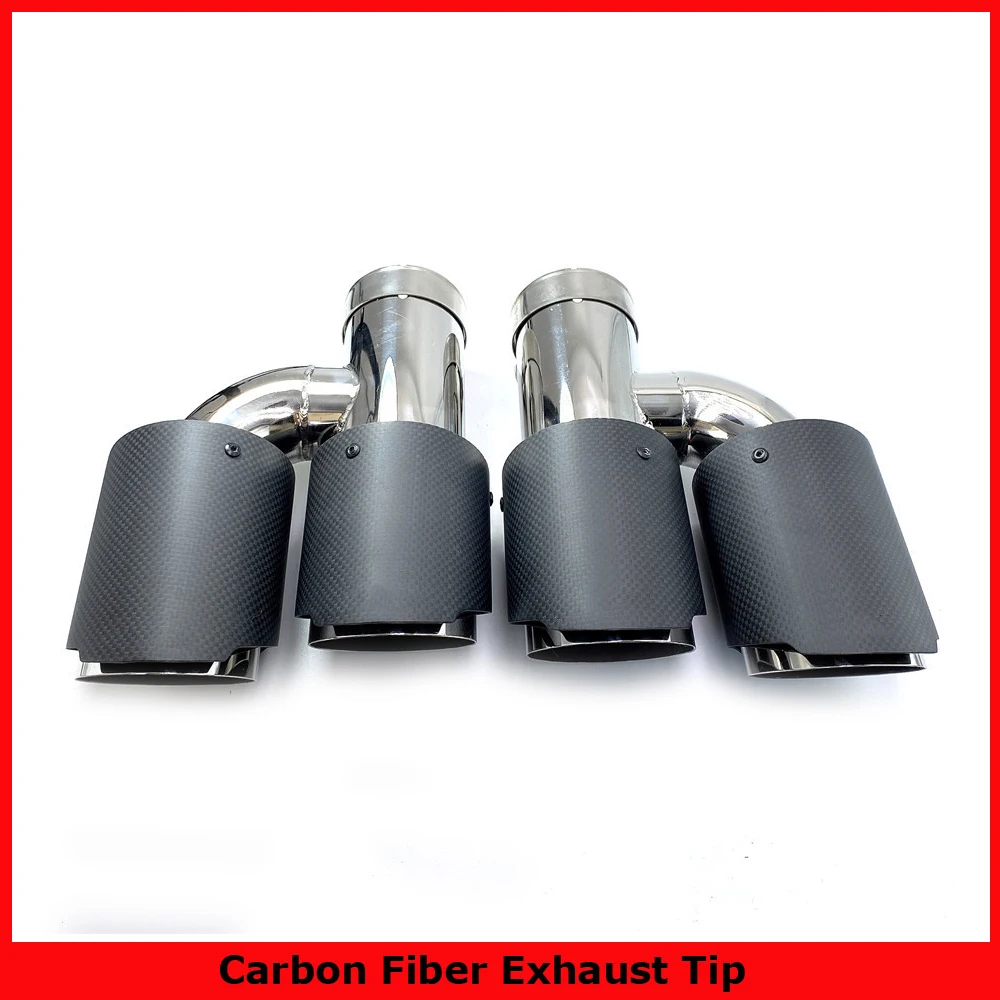 

2PCS H Style Universal Dual Matt Carbon Fiber Exhaust Tip 304 Stainless Steel Modified Exhaust Tip With Remus Logo