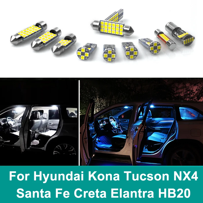 For Hyundai Kona Tucson NX4 Santa Fe Creta Elantra HB20 2018 2019 2020 2021 2022 2023 2024 Car LED Interior Lights Accessories