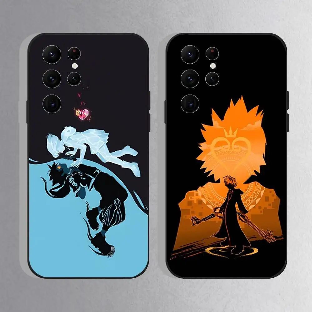 

K-Kingdom Hearts Game Phone Case For Samsung S25,S24 Ultra,S20,S30 plus,S22 Plus,S23,Ultra 5G Silicone Black Shell