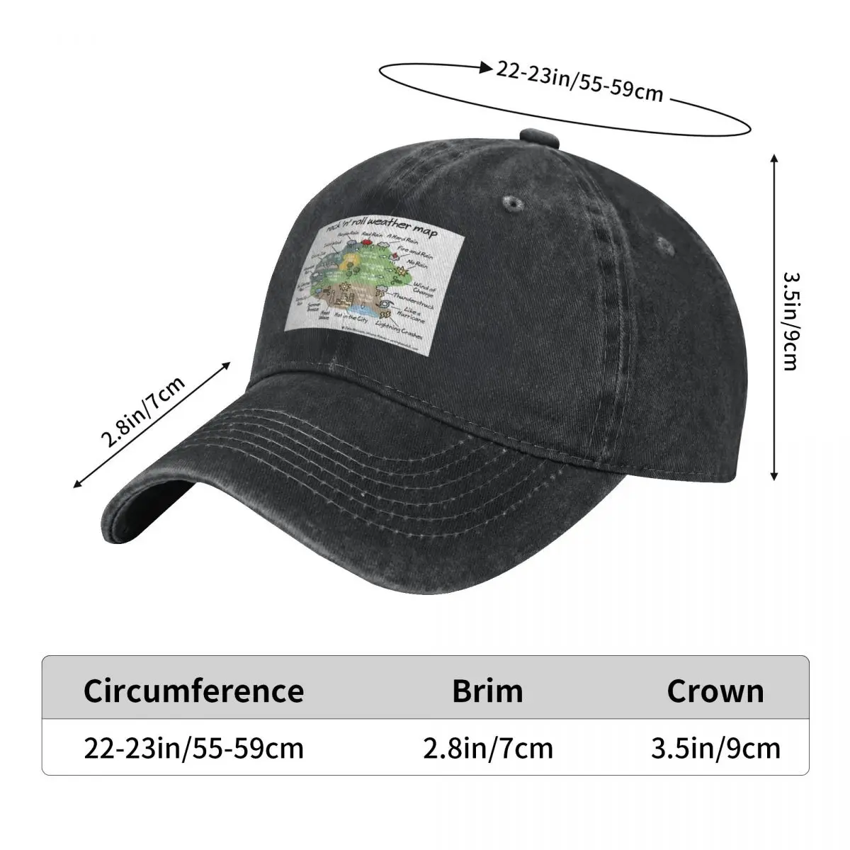 rock 'n' roll weather map Baseball Cap Hood hiking hat Uv Protection Solar Hat Hat Beach Women's Golf Wear Men's