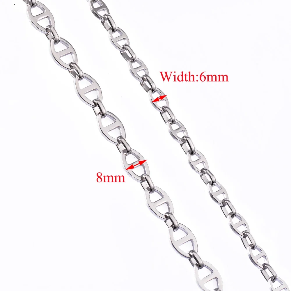 Wholesale Width 6/8mm Simple Handmade Chain Necklace for Men Women Stainless Steel Hip Hop Chain Women Necklace Punk Jewelry
