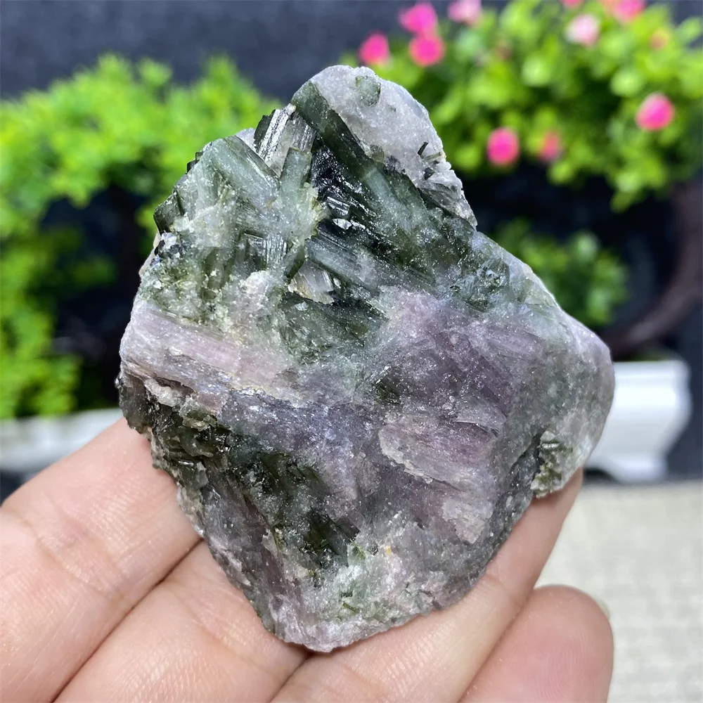 Natuurlijke Kristallen Gem Roze Groene Toermalijn Symbiose Mineraal Specimen Rock Zeldzame Originele Spirituele Meditatie Healing Stone